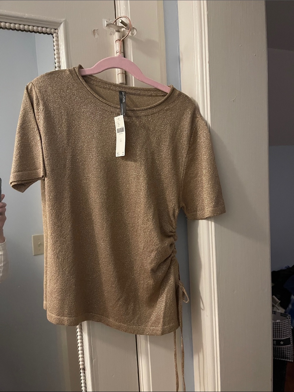 Gold Short-Sleeve Side-Tie Top